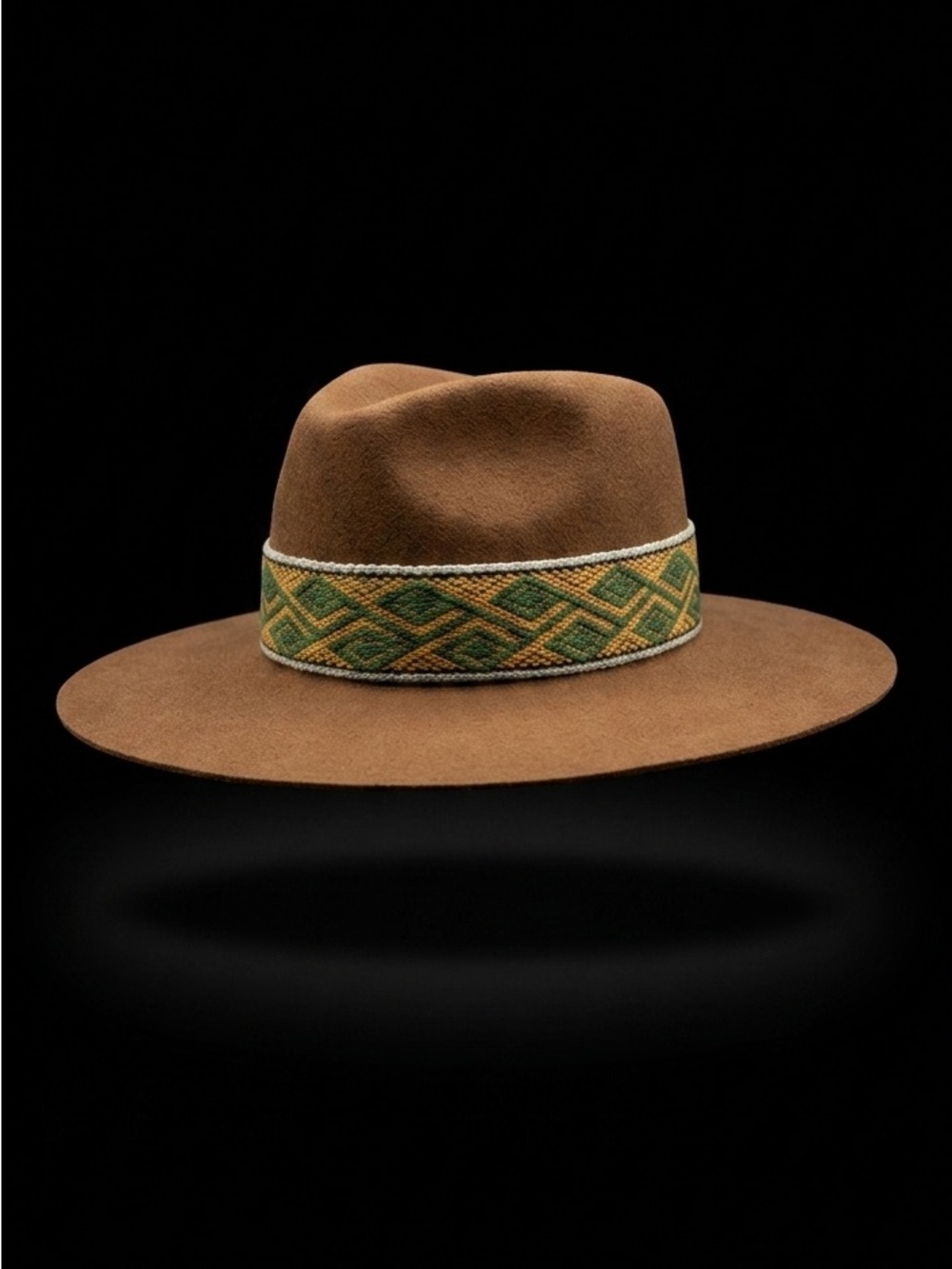 Andeana Peruvian Western Hat-  Green Embroidered Band